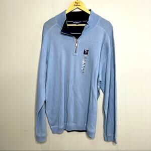 Caribbean Joe Blue Reversible Quarter Zip Pullover Size XXL